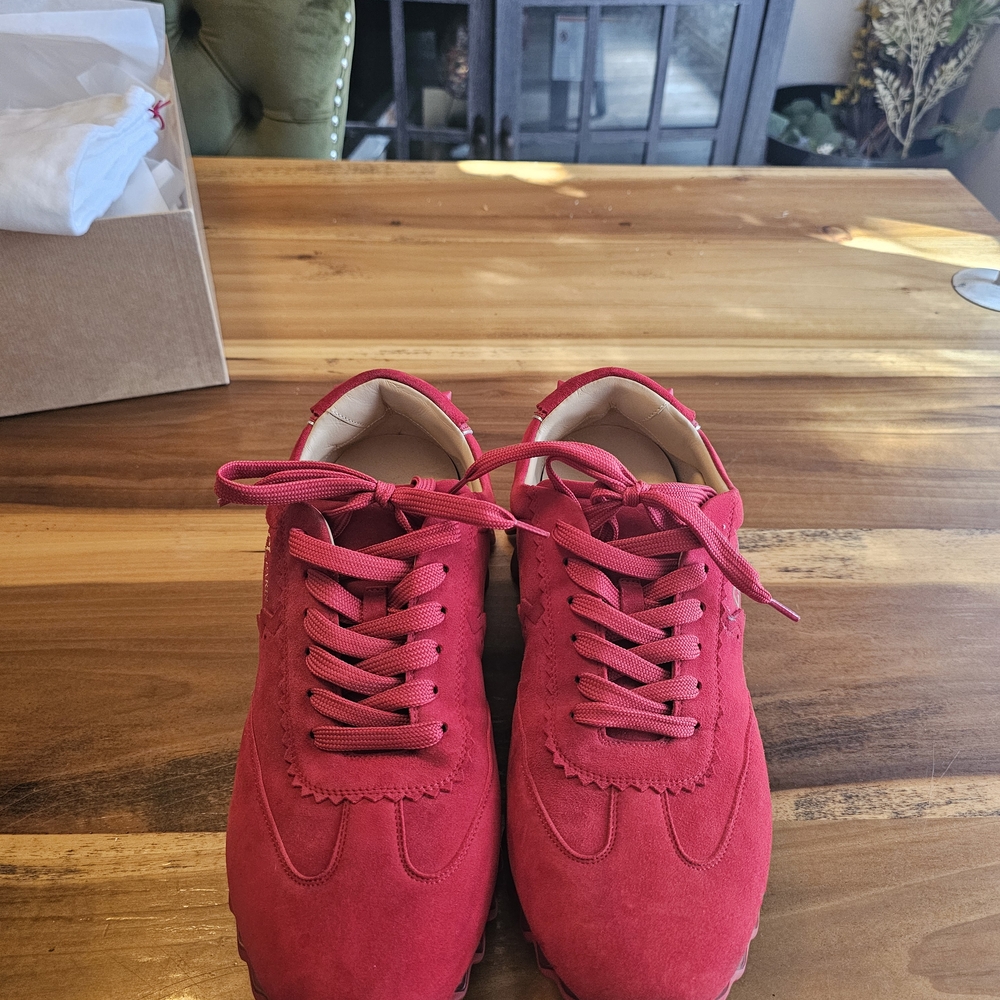 Christian Louboutin Red Lace-Up Sneakers